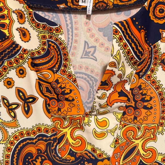 Jude Connally EUC Size M Brown Orange & Cream Paisley Design Tunic Dress (0662) - Picture 6 of 9